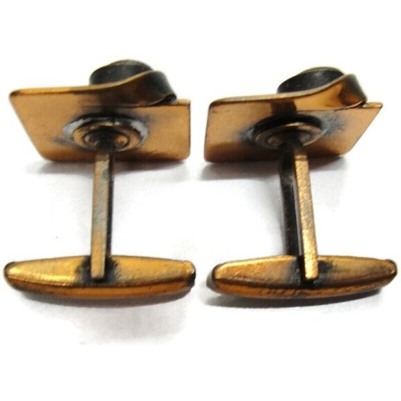 Modernist Copper Cufflinks Square Shirt Accessories Wedding Vintage Pat Pend - Picture 6 of 10